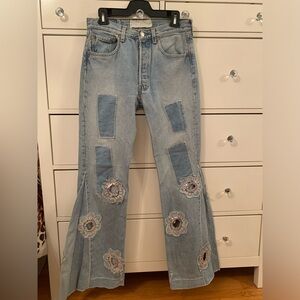 LEVI'S REWORKED Patchwork & Flower Sequin Cut Out Jeans